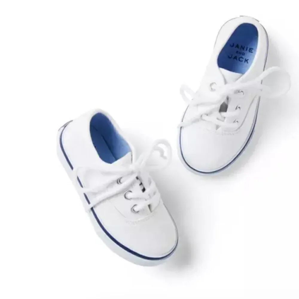 Janie and Jack 100048295 White Twill Sneakers NWOT